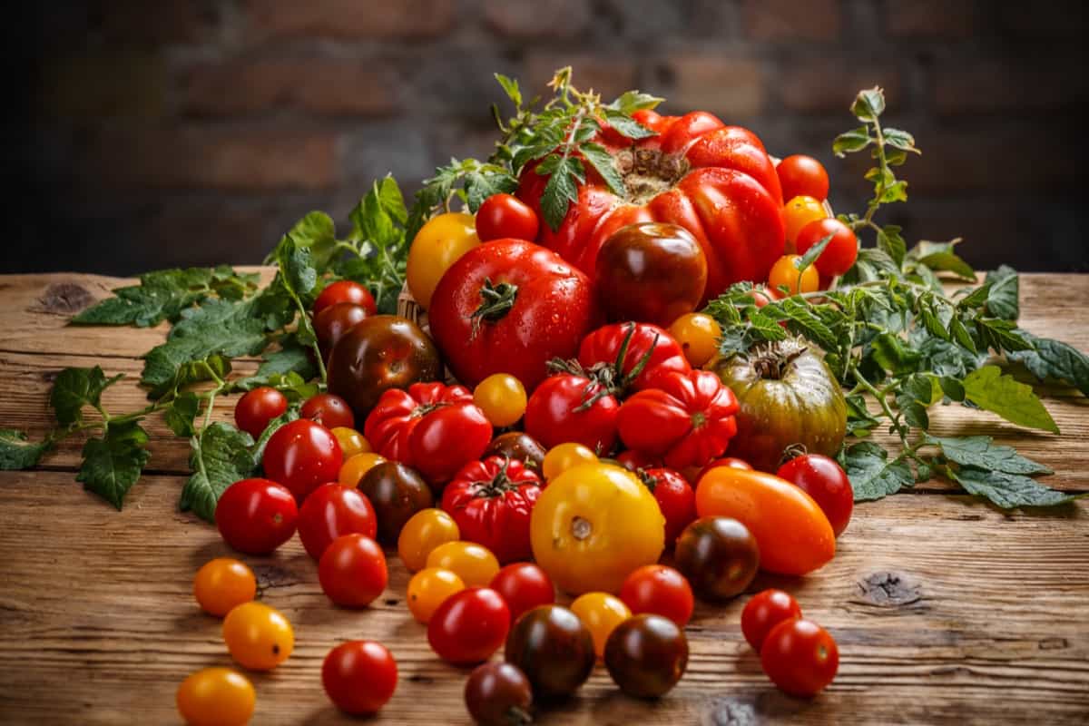 Freshly Harvested Variety Tomatoes