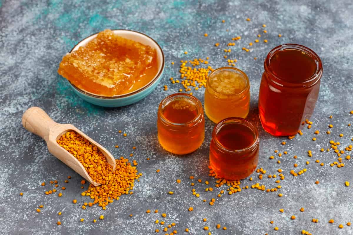 Various Kinds of Honey in Glass Jars