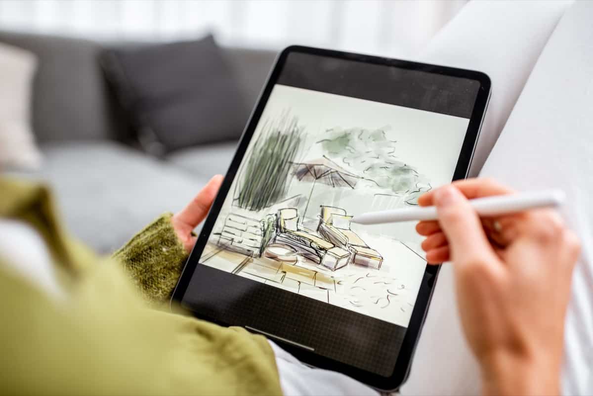landscape design on a digital tablet