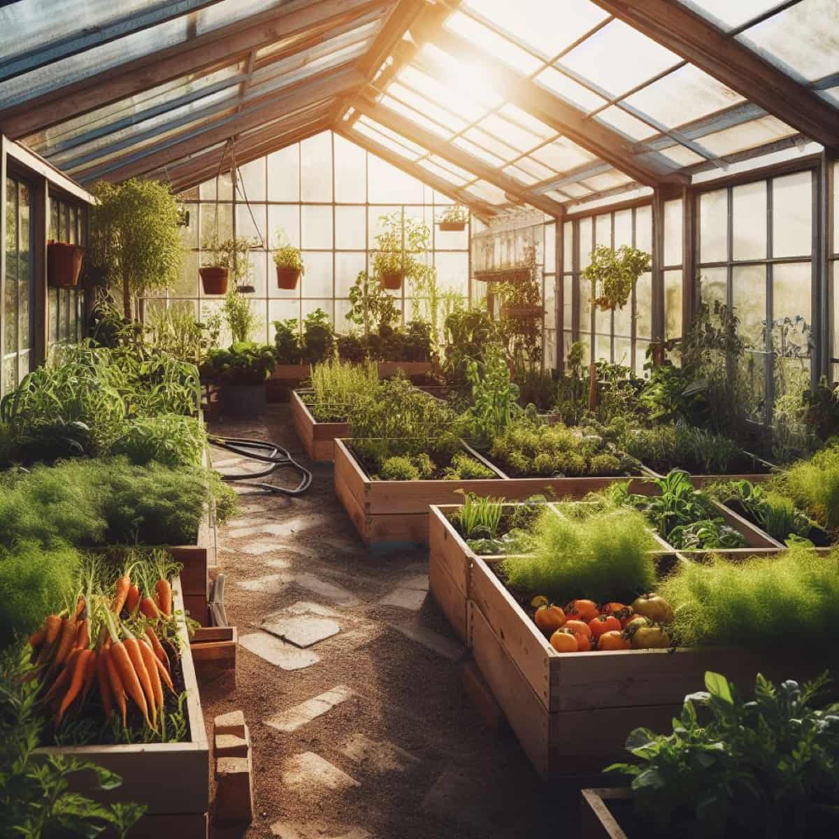 Raised Garden Beds in a Greenhouse
