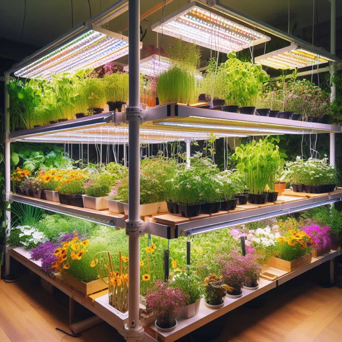 Plants Growing Indoors Under Lights