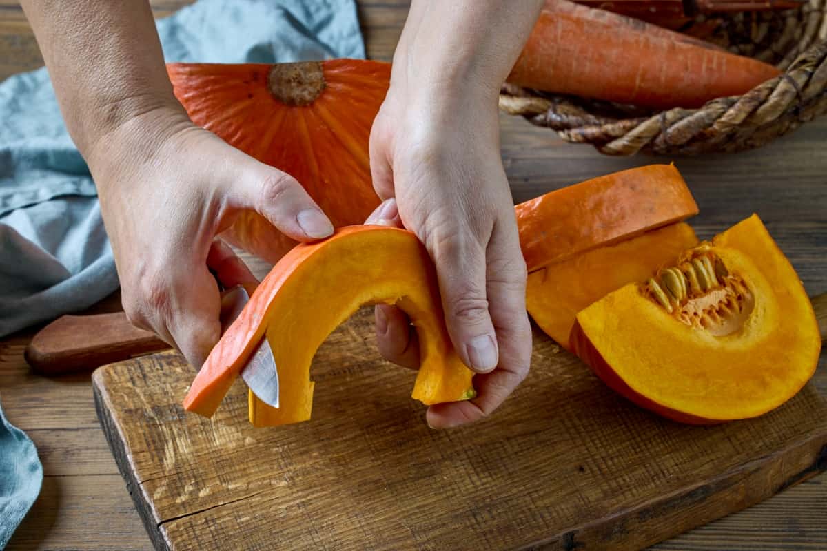 Peeling Fresh Pumpkin
