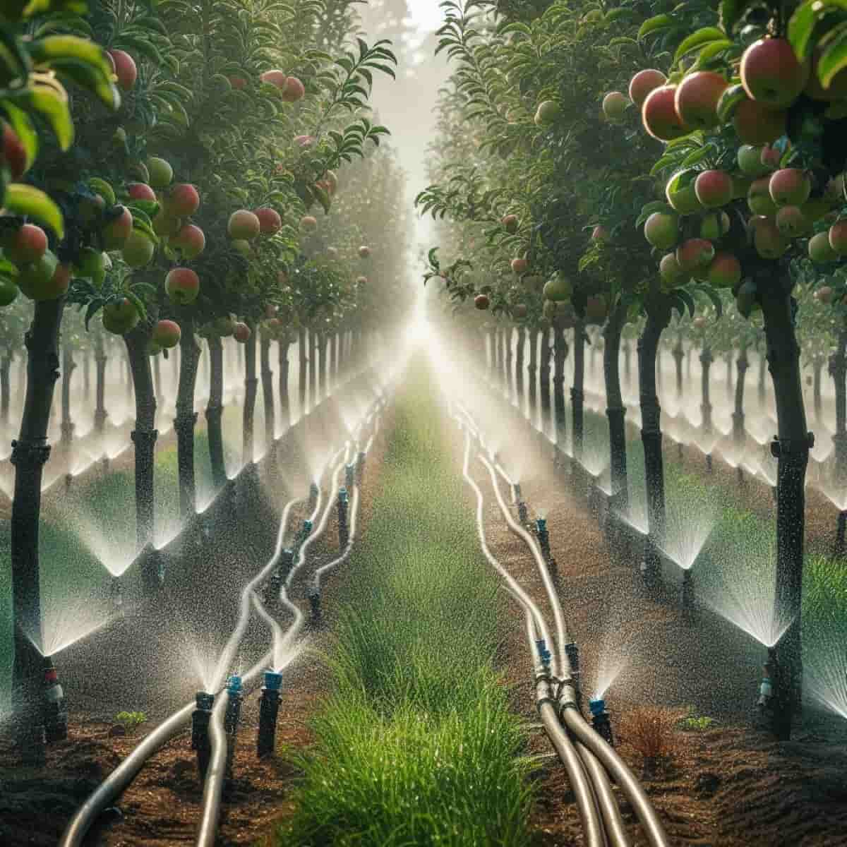 Drip Irrigation in Apple Plantation