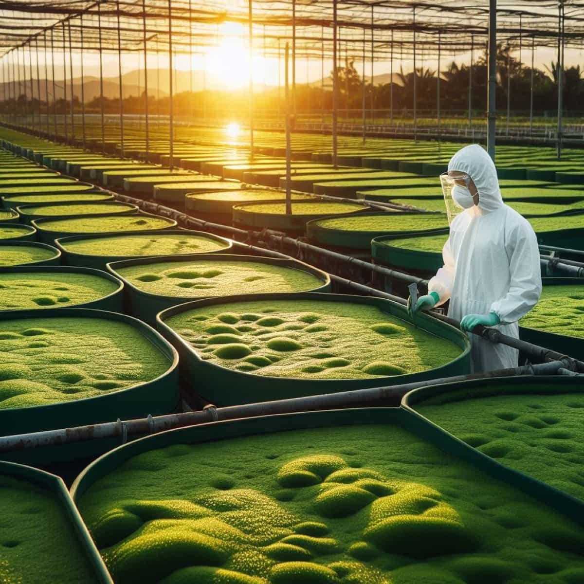 Greenhouse Spirulina Farming Concept